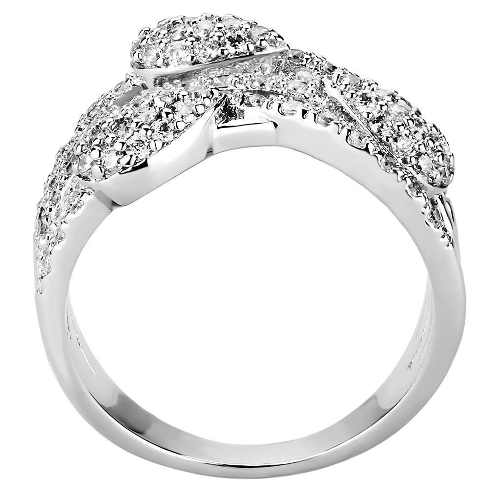 3W1446 - Rhodium Brass Ring with AAA Grade CZ in Clear - Brand My Case