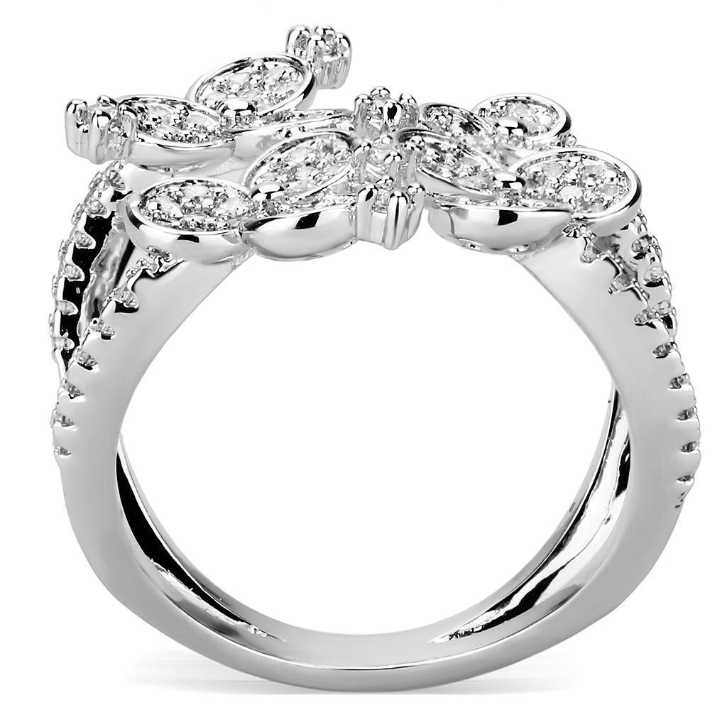 3W1447 - Rhodium Brass Ring with AAA Grade CZ in Clear - Brand My Case