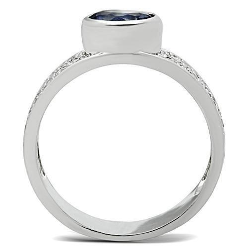 3W146 - Rhodium Brass Ring with Synthetic Synthetic Glass in Light Sap - Brand My Case