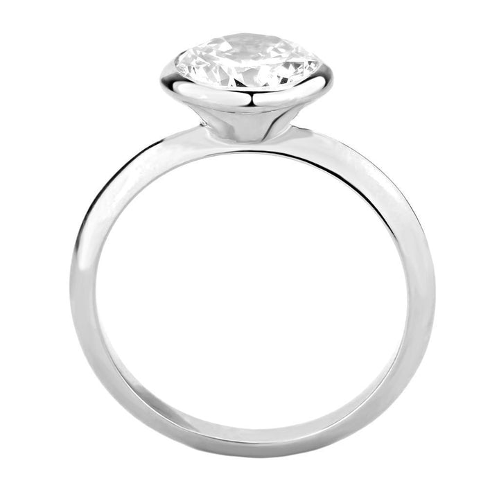 3W1487 - Rhodium Brass Ring with AAA Grade CZ in Clear - Brand My Case