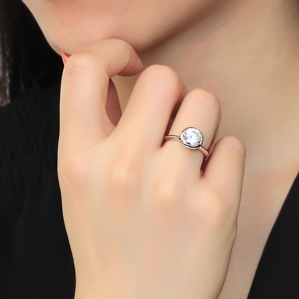 3W1487 - Rhodium Brass Ring with AAA Grade CZ in Clear - Brand My Case