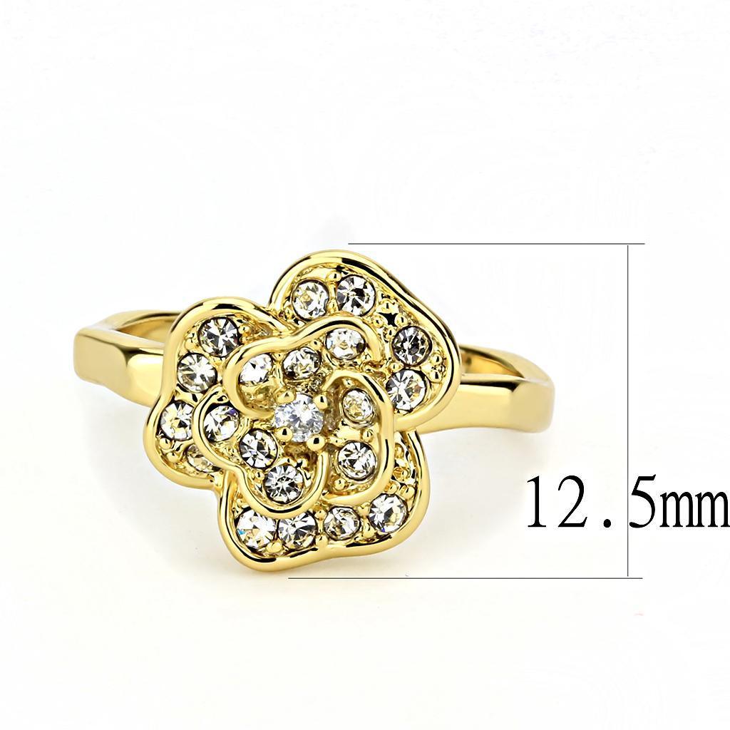 3W1497 - Gold Brass Ring with Top Grade Crystal in Clear - Brand My Case