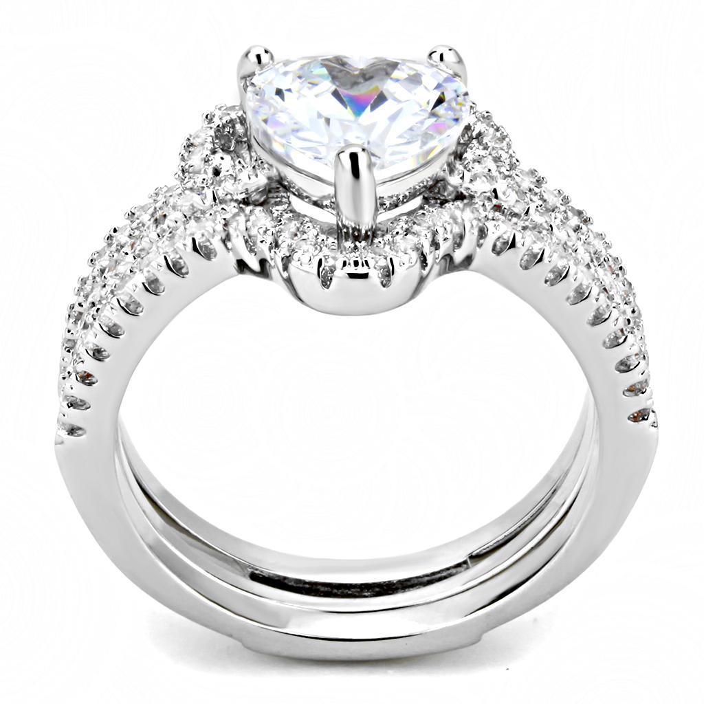 3W1504 - Rhodium Brass Ring with AAA Grade CZ in Clear - Brand My Case
