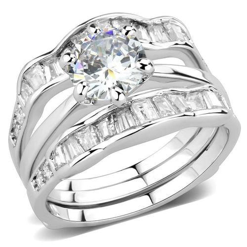 3W1557 - Rhodium Brass Ring with AAA Grade CZ in Clear - Brand My Case