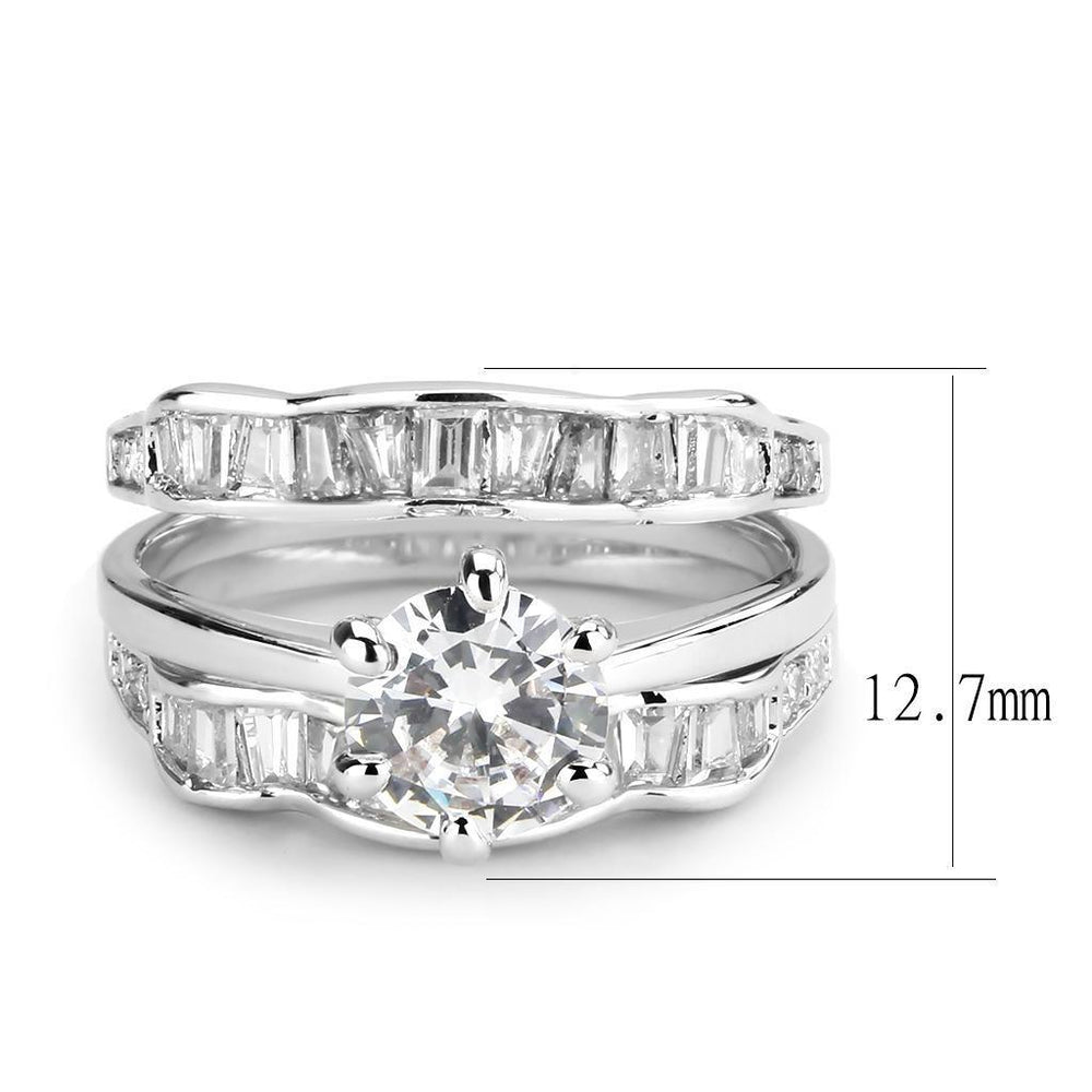 3W1557 - Rhodium Brass Ring with AAA Grade CZ in Clear - Brand My Case