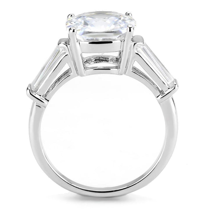 3W1561 - Rhodium Brass Ring with AAA Grade CZ in Clear - Brand My Case