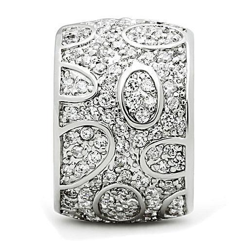 3W159 - Rhodium Brass Ring with AAA Grade CZ in Clear - Brand My Case