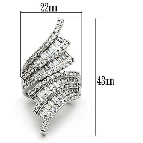3W161 - Rhodium Brass Ring with AAA Grade CZ in Clear - Brand My Case
