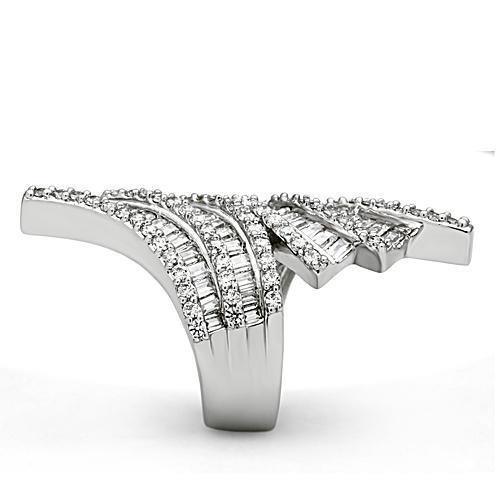 3W161 - Rhodium Brass Ring with AAA Grade CZ in Clear - Brand My Case