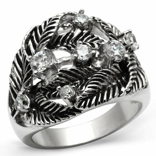 3W211 - Rhodium Brass Ring with AAA Grade CZ in Clear - Brand My Case