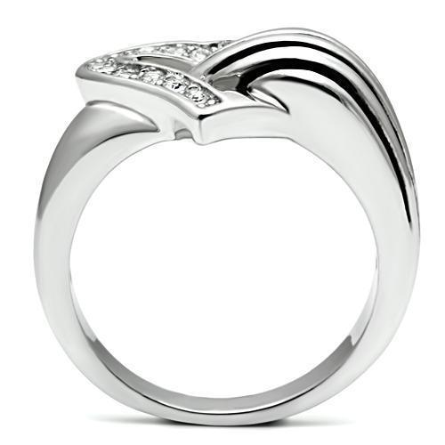 3W219 - Rhodium Brass Ring with Top Grade Crystal in Clear - Brand My Case