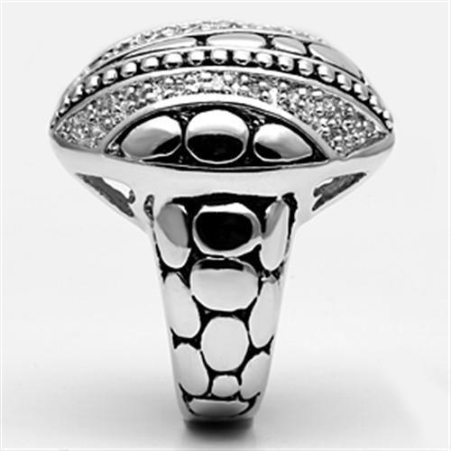 3W244 - Rhodium Brass Ring with AAA Grade CZ in Clear - Brand My Case