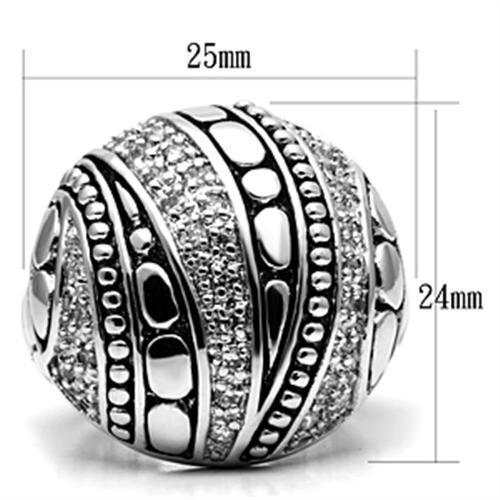 3W244 - Rhodium Brass Ring with AAA Grade CZ in Clear - Brand My Case