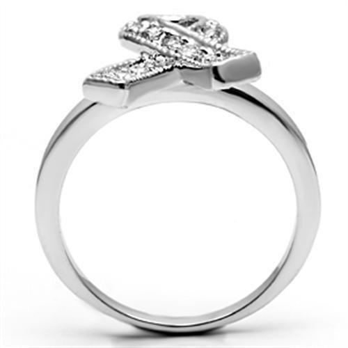 3W263 - Rhodium Brass Ring with AAA Grade CZ in Clear - Brand My Case