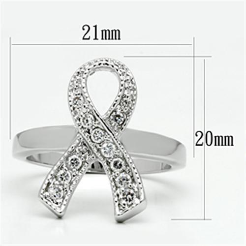 3W263 - Rhodium Brass Ring with AAA Grade CZ in Clear - Brand My Case
