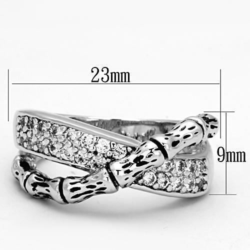 3W320 - Rhodium Brass Ring with AAA Grade CZ in Clear - Brand My Case