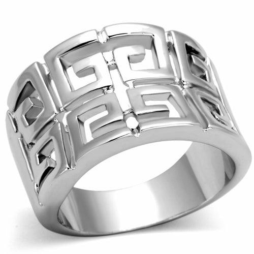 3W329 - Rhodium Brass Ring with No Stone - Brand My Case