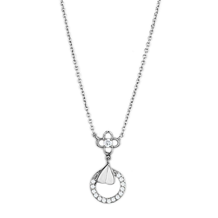 3W419 - Rhodium Brass Necklace with AAA Grade CZ in Clear - Brand My Case