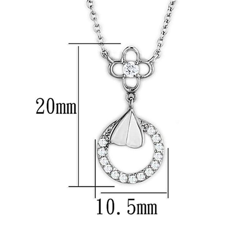 3W419 - Rhodium Brass Necklace with AAA Grade CZ in Clear - Brand My Case