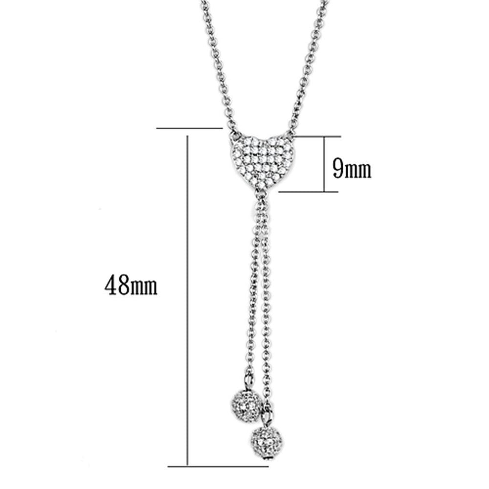 3W428 - Rhodium Brass Necklace with AAA Grade CZ in Clear - Brand My Case