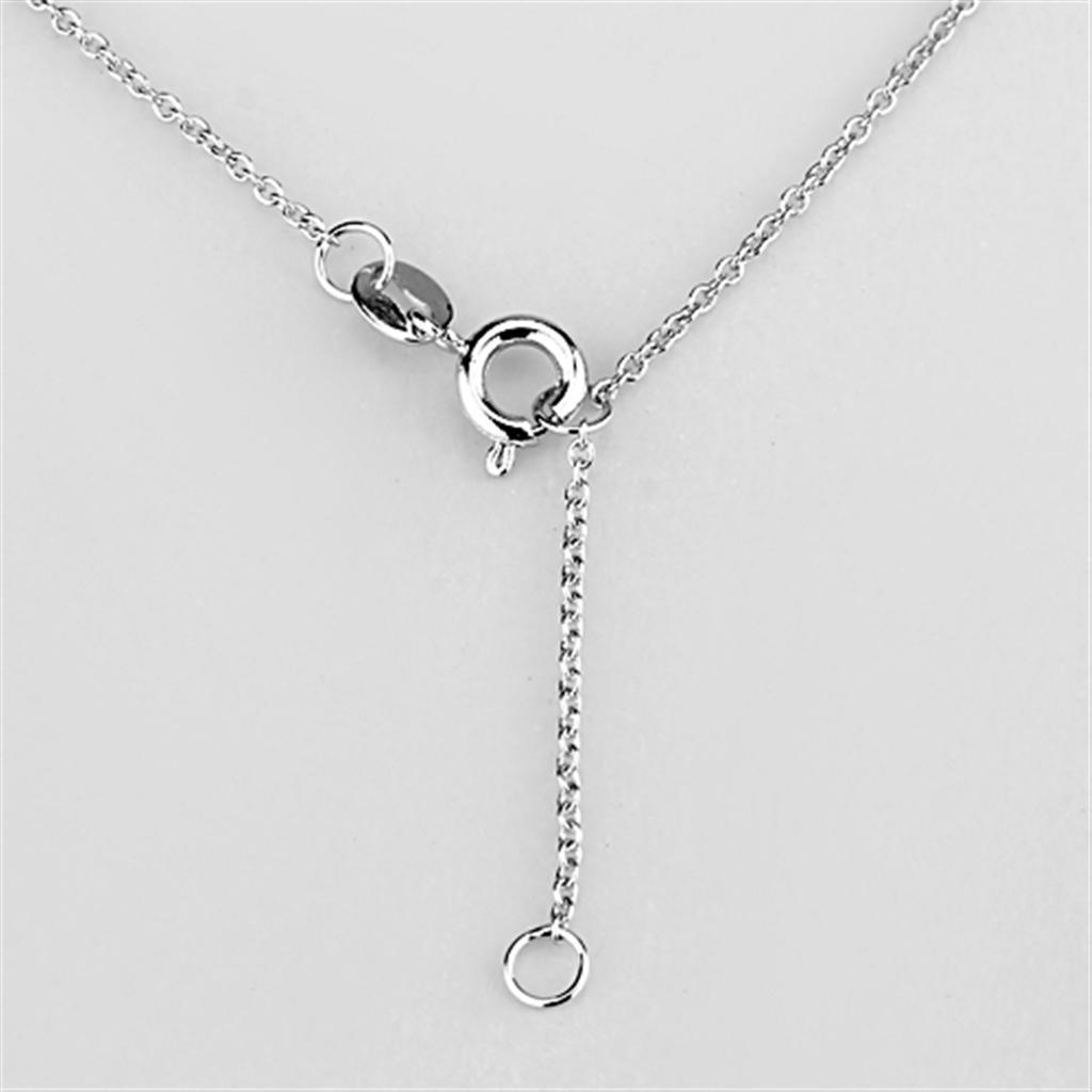 3W428 - Rhodium Brass Necklace with AAA Grade CZ in Clear - Brand My Case