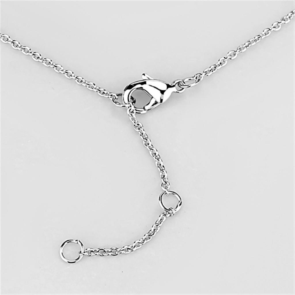 3W432 - Rhodium Brass Necklace with AAA Grade CZ in Clear - Brand My Case