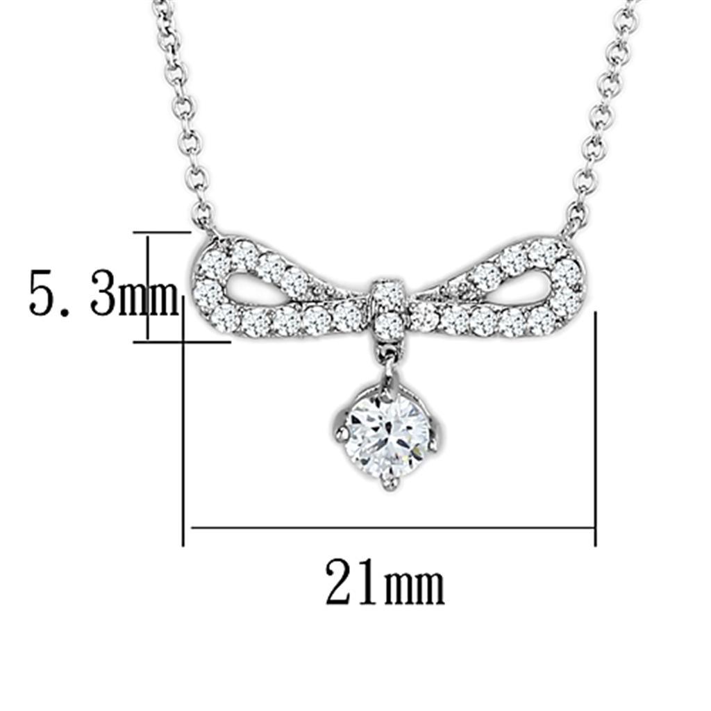 3W452 - Rhodium Brass Necklace with AAA Grade CZ in Clear - Brand My Case