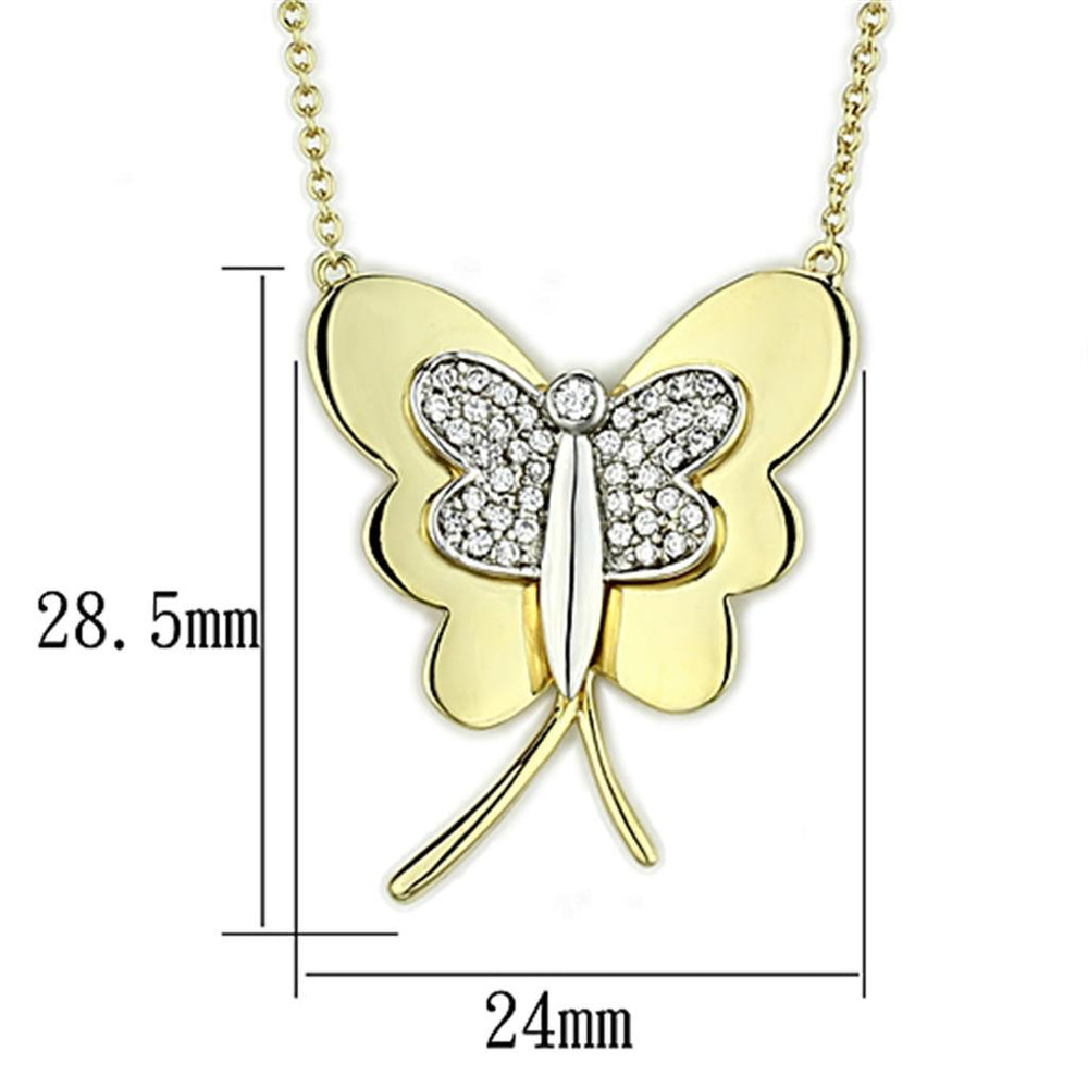 3W459 - Gold+Rhodium Brass Necklace with AAA Grade CZ in Clear - Brand My Case