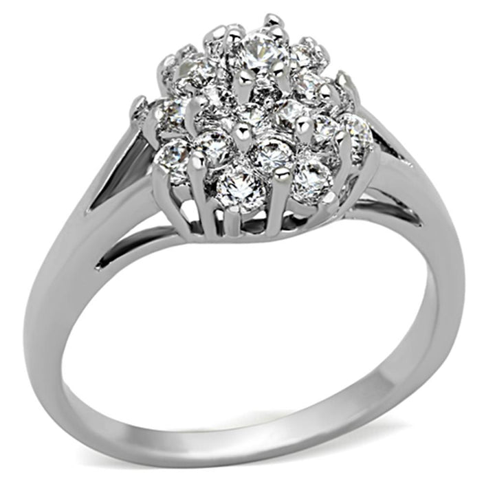 3W479 - Rhodium Brass Ring with AAA Grade CZ in Clear - Brand My Case
