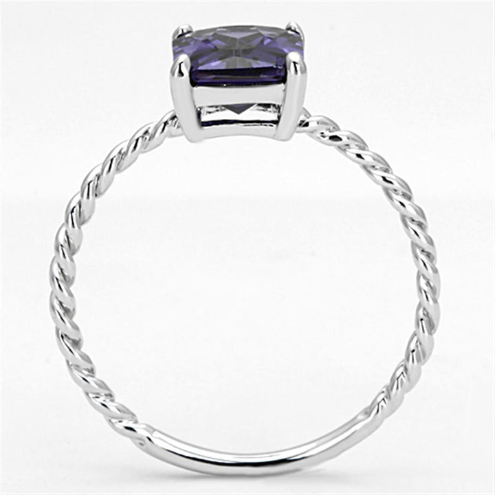 3W498 - Rhodium Brass Ring with AAA Grade CZ in Amethyst - Brand My Case
