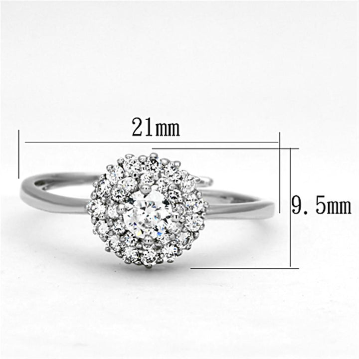 3W501 - Rhodium Brass Ring with AAA Grade CZ in Clear - Brand My Case