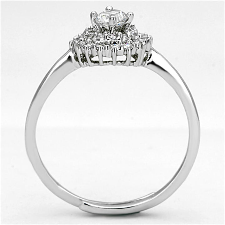 3W501 - Rhodium Brass Ring with AAA Grade CZ in Clear - Brand My Case