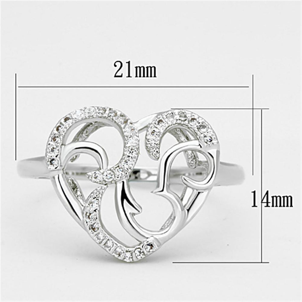 3W524 - Rhodium Brass Ring with AAA Grade CZ in Clear - Brand My Case