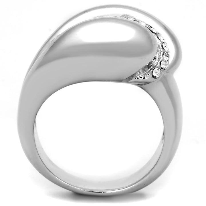 3W586 - Rhodium Brass Ring with Top Grade Crystal in Clear - Brand My Case