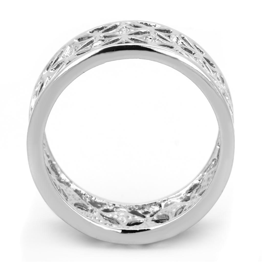 3W590 - Rhodium Brass Ring with Top Grade Crystal in Clear - Brand My Case