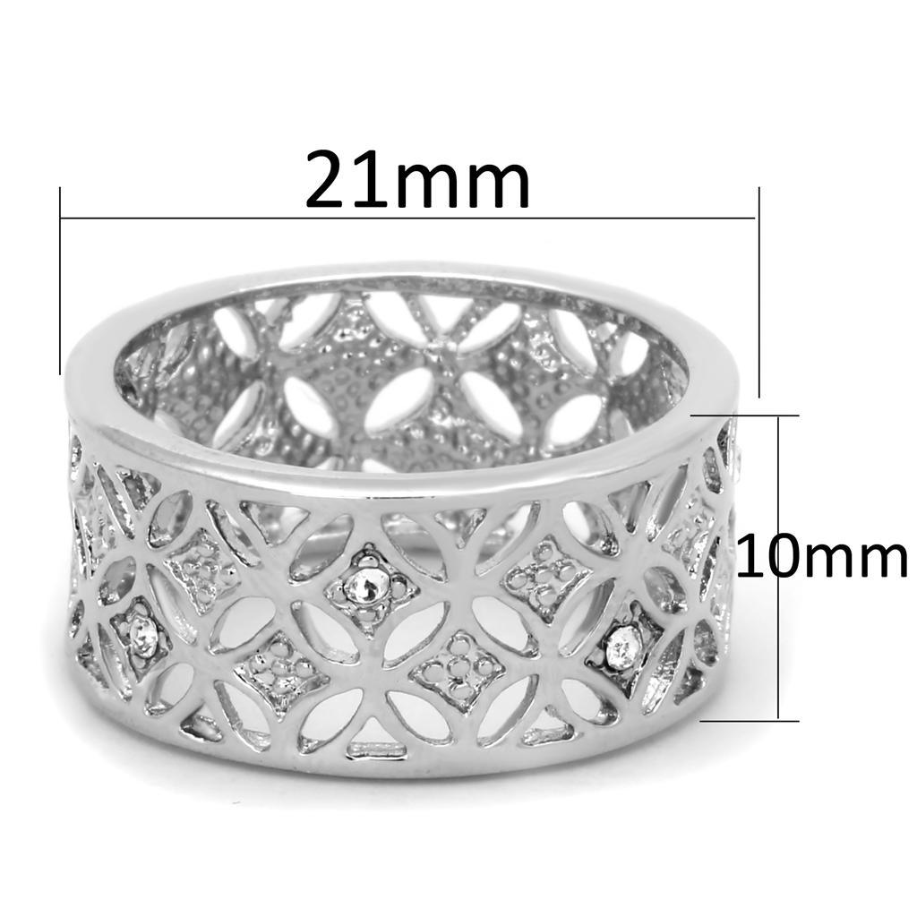 3W590 - Rhodium Brass Ring with Top Grade Crystal in Clear - Brand My Case