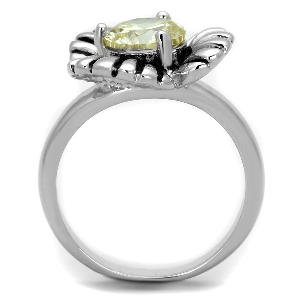 3W598 - Rhodium Brass Ring with AAA Grade CZ in Citrine Yellow - Brand My Case