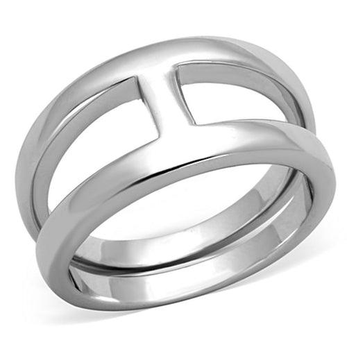 3W603 - Rhodium Brass Ring with No Stone - Brand My Case