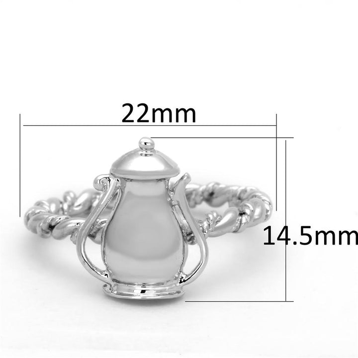 3W607 - Rhodium Brass Ring with No Stone - Brand My Case