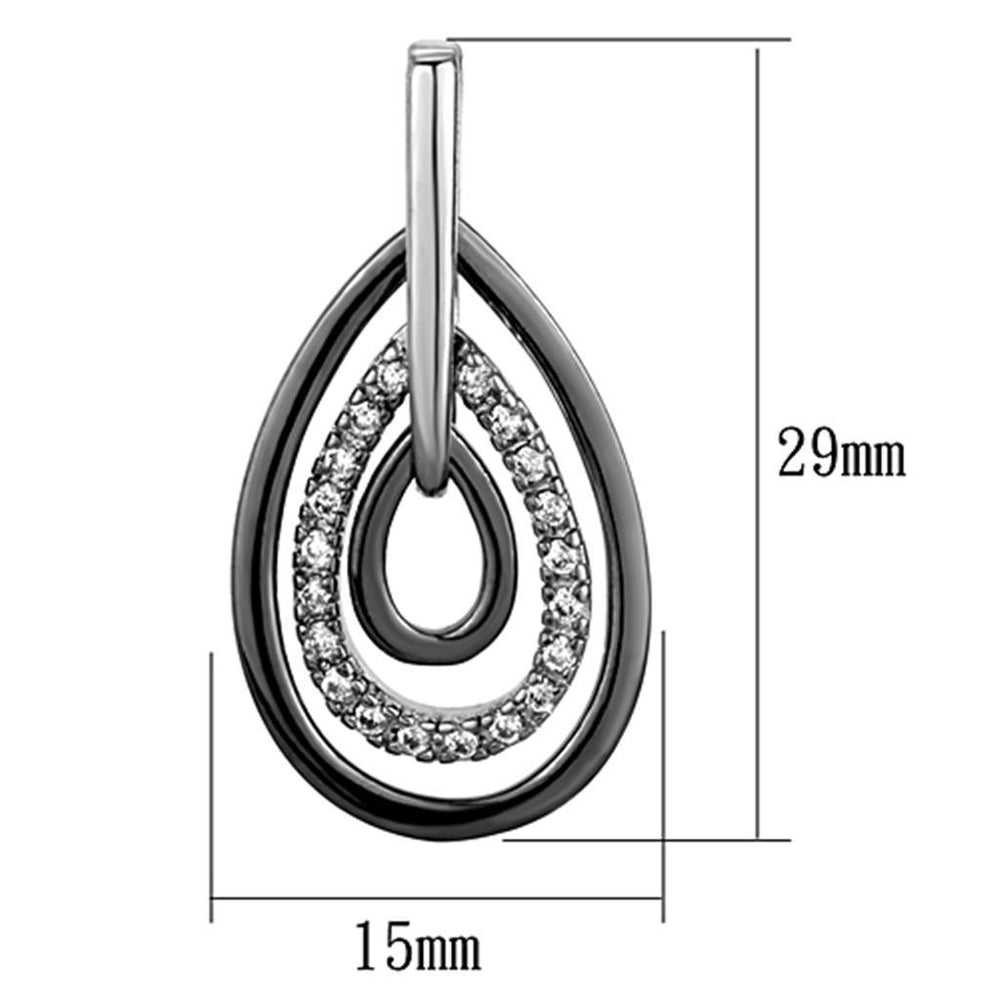 3W616 - Rhodium + Ruthenium Brass Earrings with AAA Grade CZ in Clear - Brand My Case