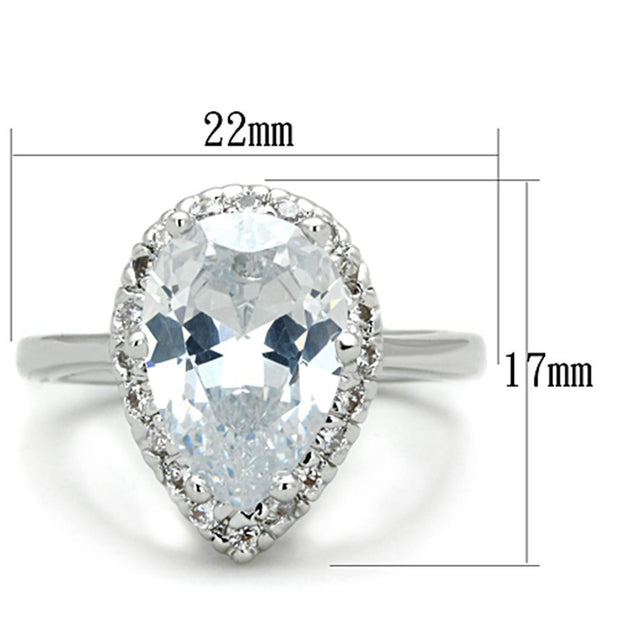3W750 - Rhodium Brass Ring with AAA Grade CZ in Clear - Brand My Case