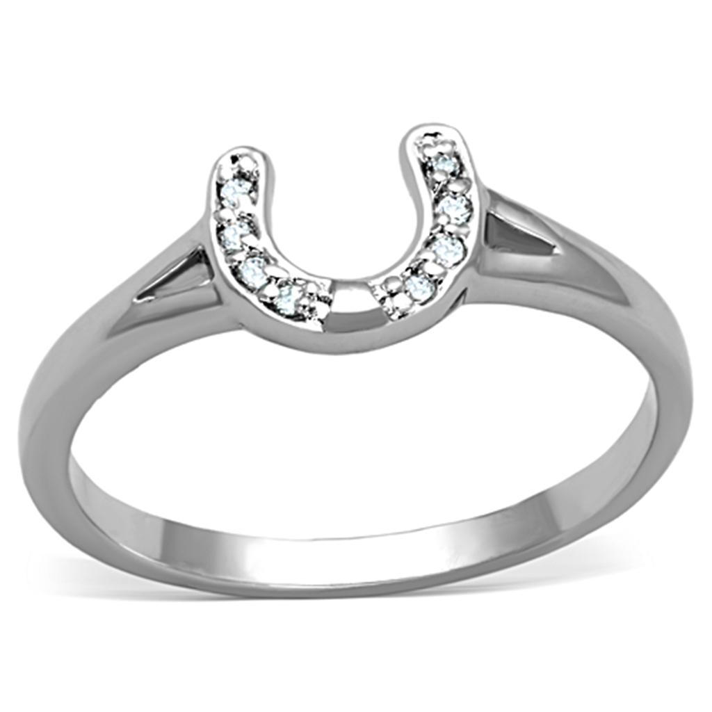 3W762 - Rhodium Brass Ring with AAA Grade CZ in Clear - Brand My Case