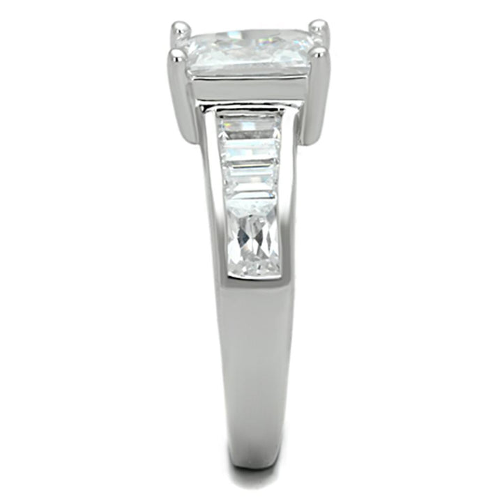 3W769 - Rhodium Brass Ring with AAA Grade CZ in Clear - Brand My Case