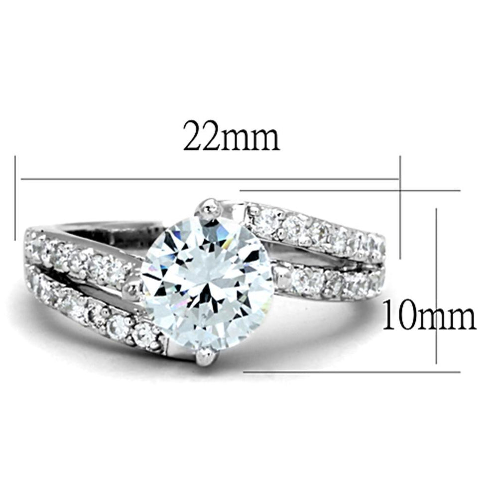 3W770 - Rhodium Brass Ring with AAA Grade CZ in Clear - Brand My Case