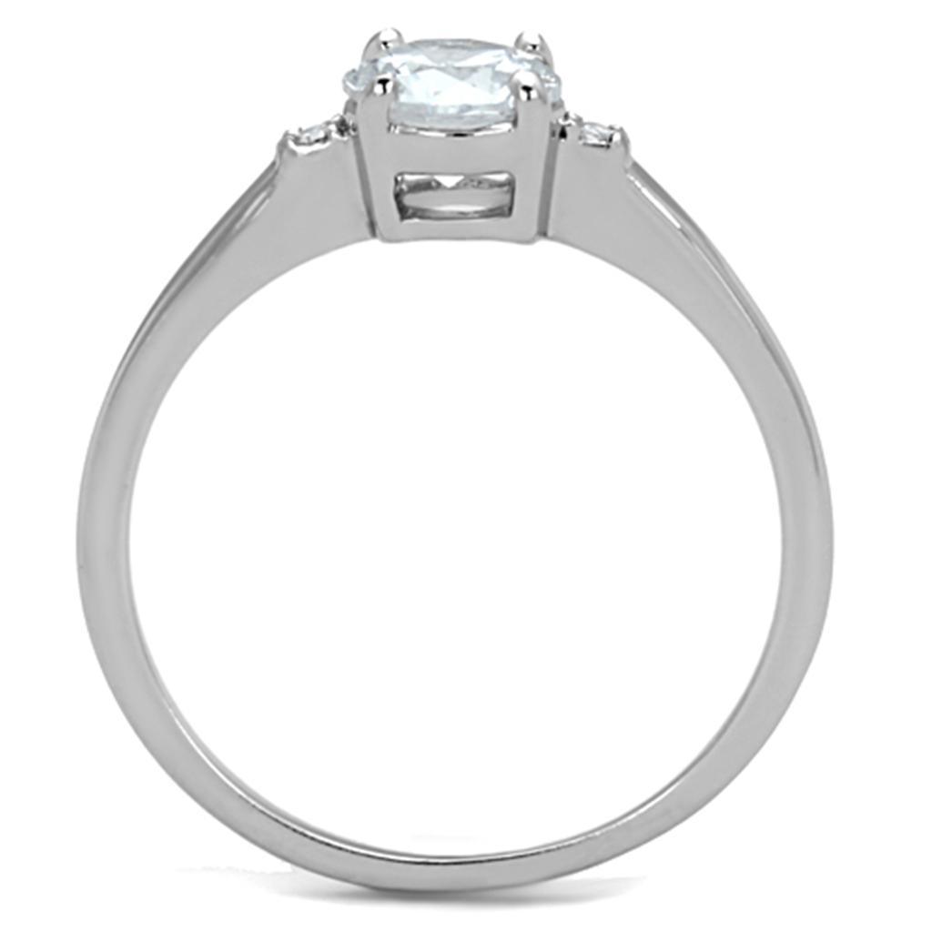 3W786 - Rhodium Brass Ring with AAA Grade CZ in Clear - Brand My Case