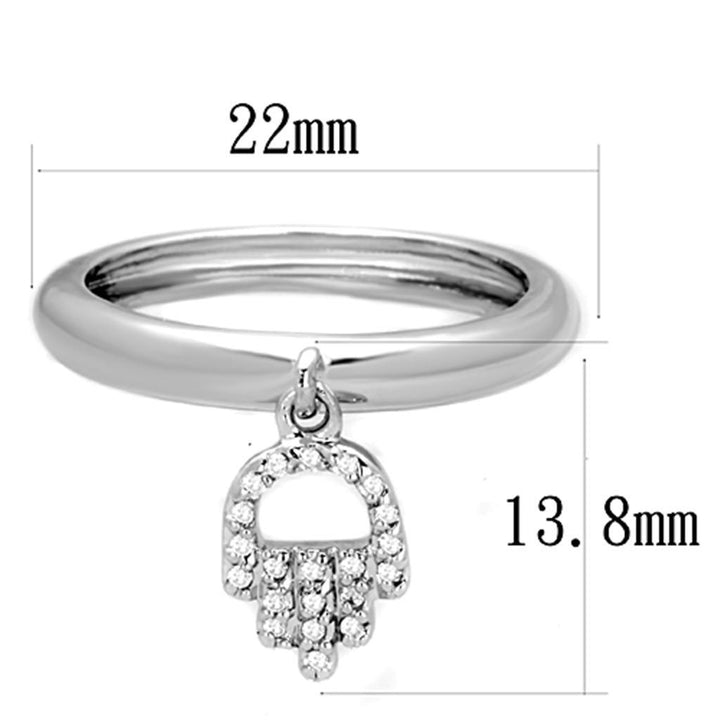 3W808 - Rhodium Brass Ring with AAA Grade CZ in Clear - Brand My Case