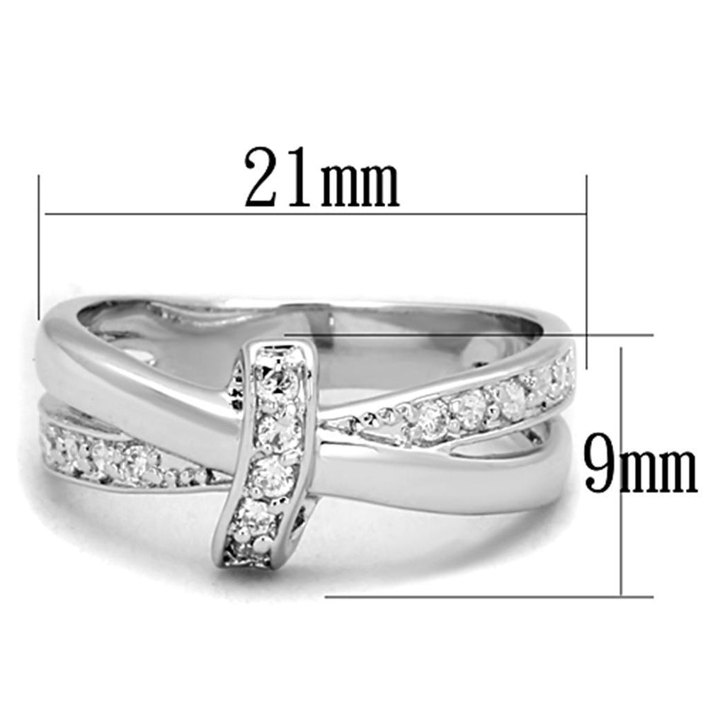 3W819 - Rhodium Brass Ring with AAA Grade CZ in Clear - Brand My Case