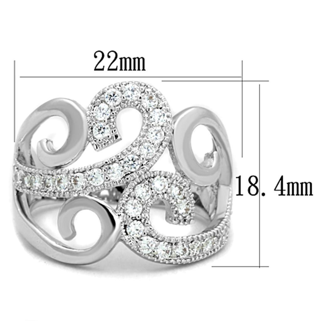 3W827 - Rhodium Brass Ring with AAA Grade CZ in Clear - Brand My Case