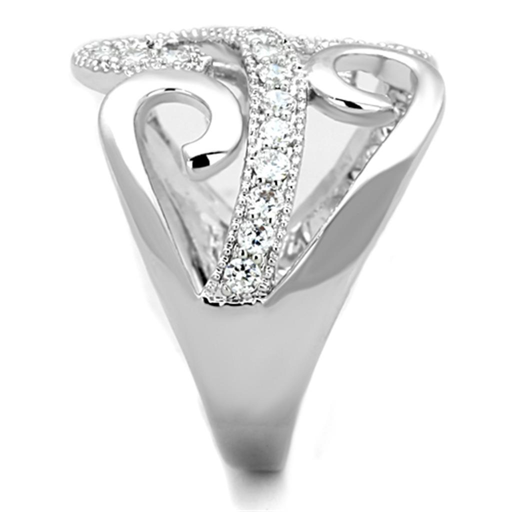 3W827 - Rhodium Brass Ring with AAA Grade CZ in Clear - Brand My Case