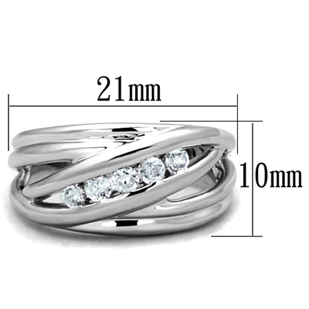 3W830 - Rhodium Brass Ring with AAA Grade CZ in Clear - Brand My Case